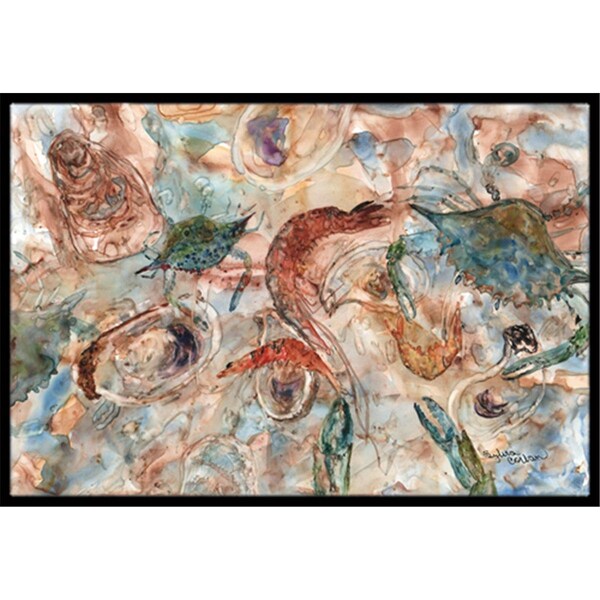 Carolines Treasures Crabs- Shrimp And Oysters On The Loose Indoor and Outdoor Mat- 18 x 27 in. 8939MAT - main